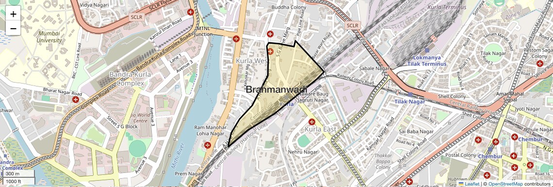 Location Map of Brahmanwadi, Mumbai