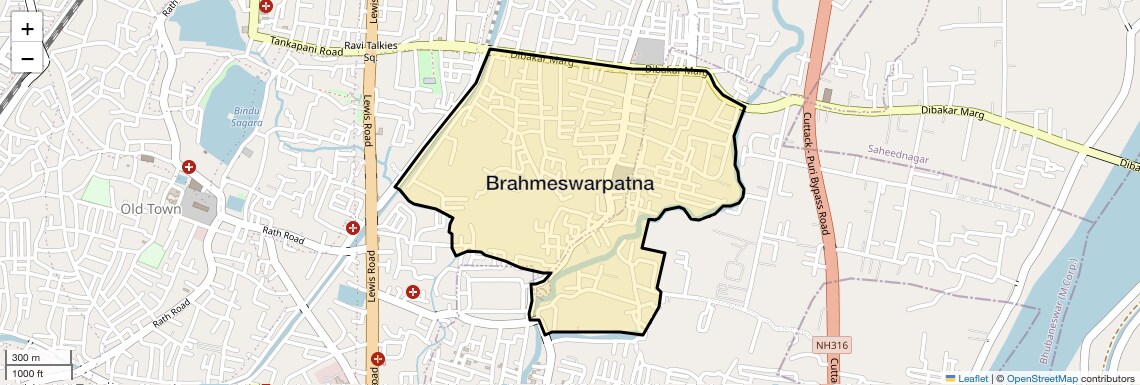 Location Map of Brahmeswarpatna, Bhubaneswar