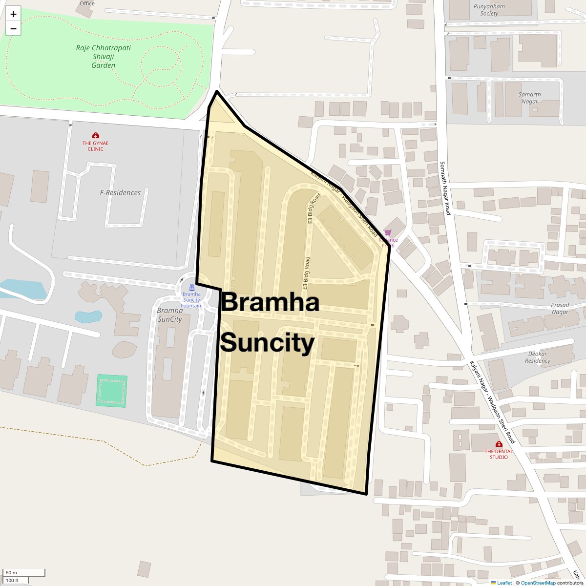 Location Map of Bramha Suncity, Pune