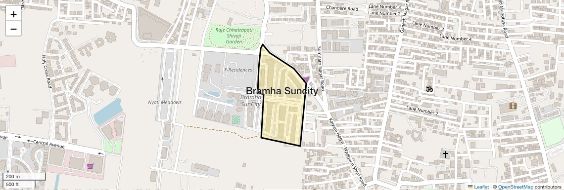Location Map of Bramha Suncity, Pune