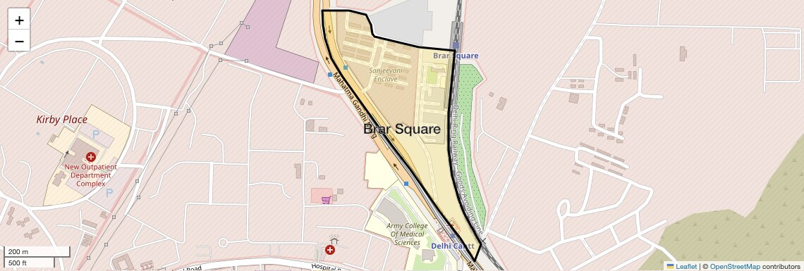 Location Map of Brar Square, Delhi