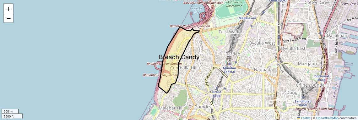 Location Map of Breach Candy, Mumbai