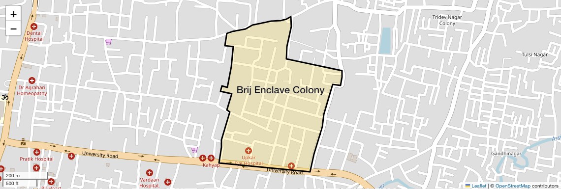 Location Map of Brij Enclave Colony, Varanasi