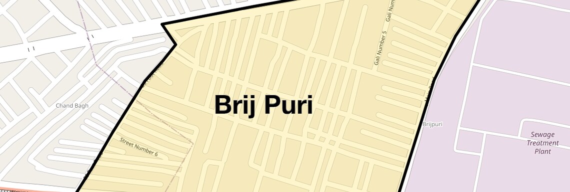 Location Map of Brij Puri, Delhi