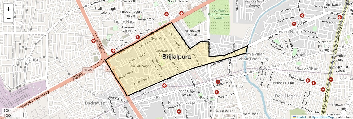 Location Map of Brijlalpura, Jaipur