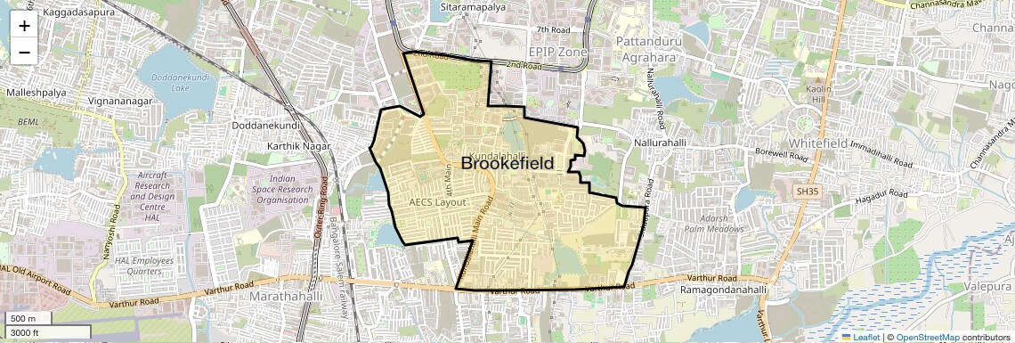Location Map of Brookefield, Bangalore