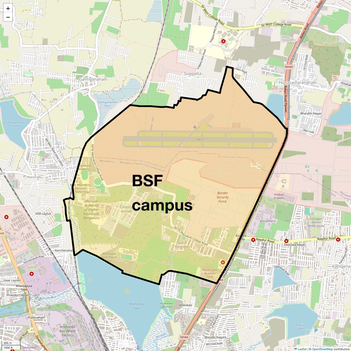 Location Map of Bsf Campus, Bangalore