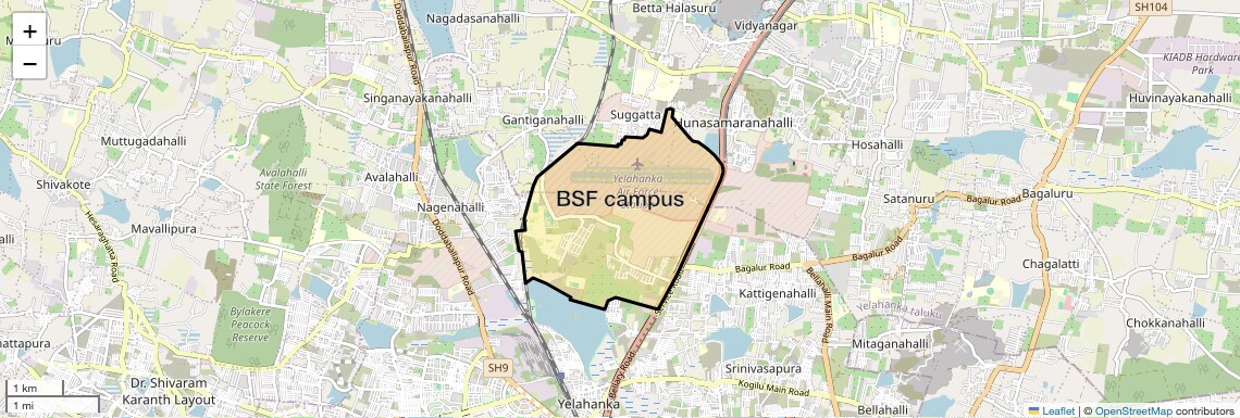 Location Map of BSF campus, Bangalore