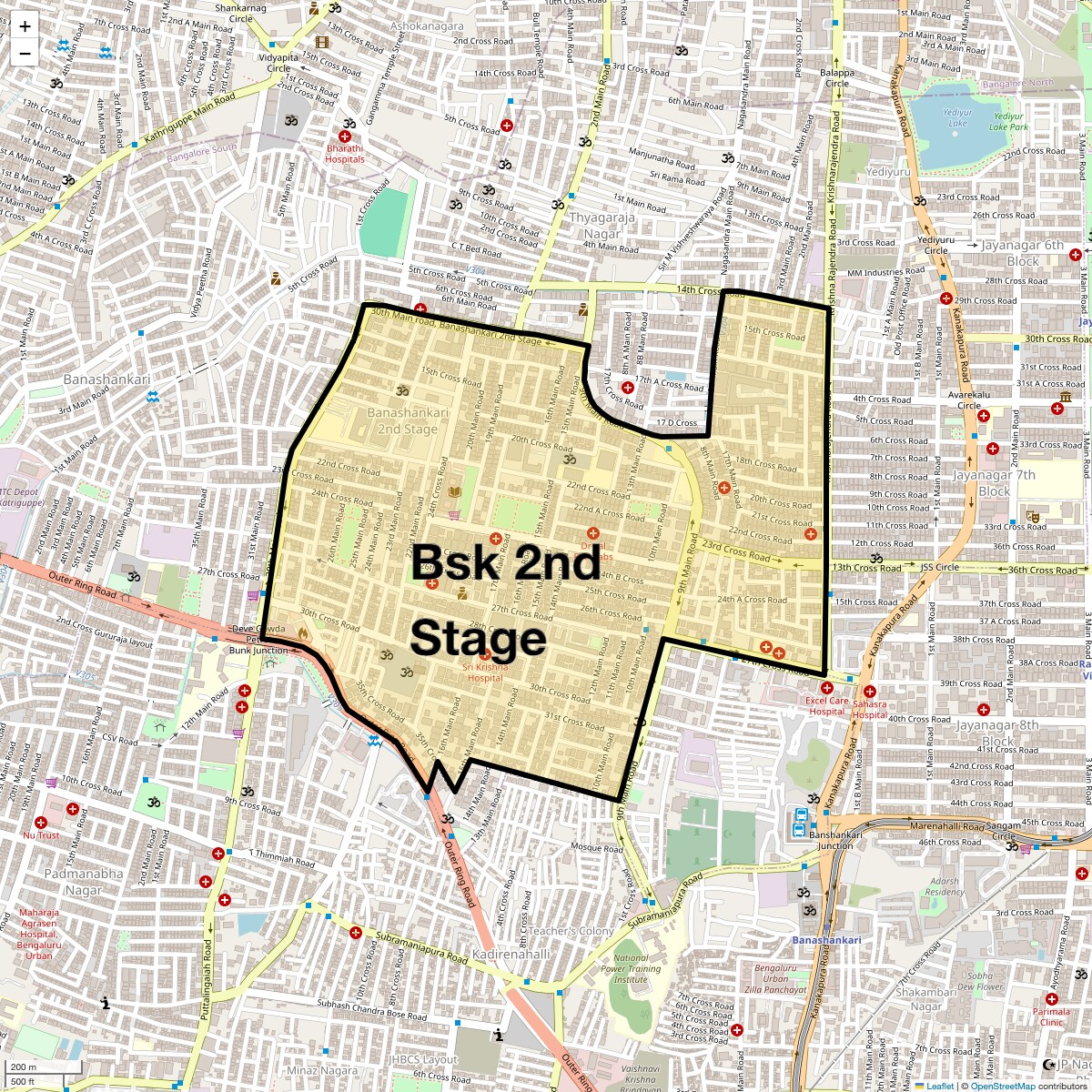 Location Map of Bsk 2nd Stage, Bangalore