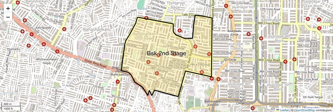 Location Map of Bsk 2nd Stage, Bangalore