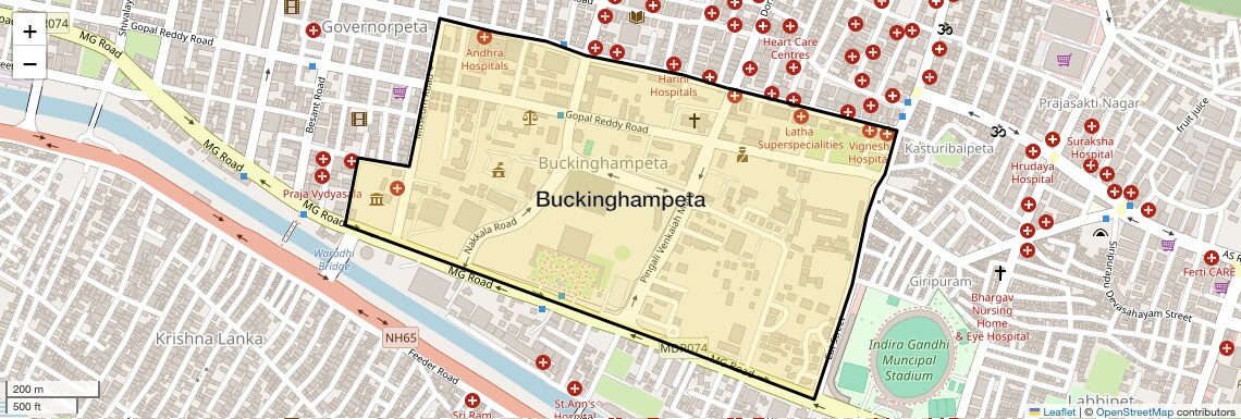 Location Map of Buckinghampeta, Vijayawada