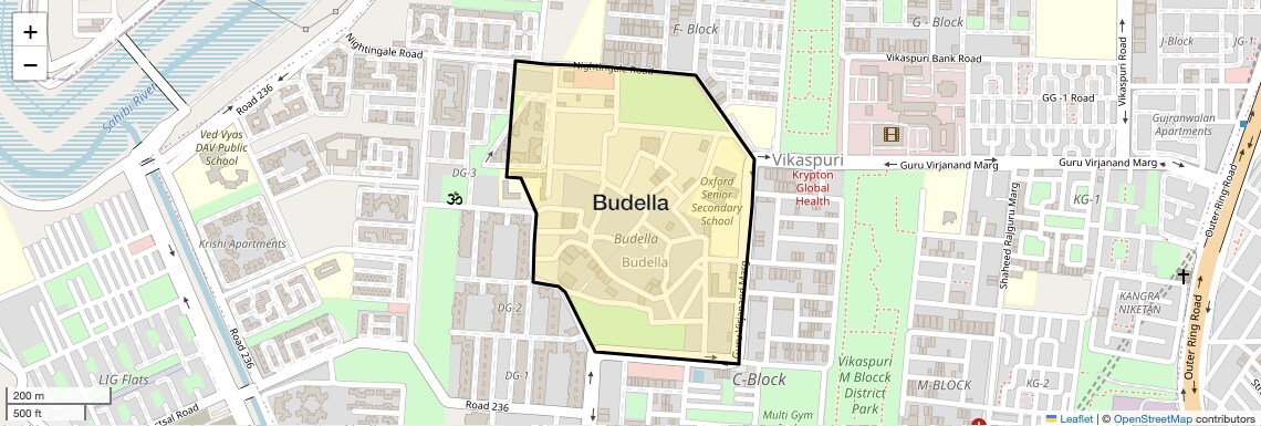 Location Map of Budella, Delhi