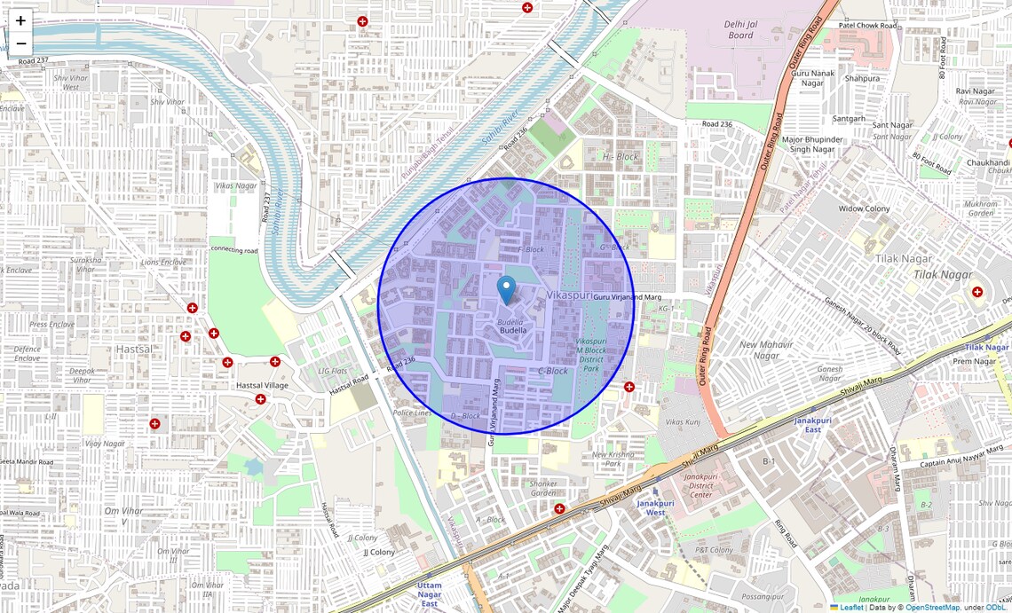Location Map of Budella, Delhi