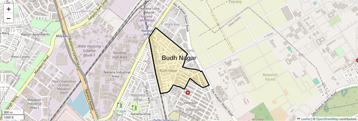 Location Map of Budh Nagar, Delhi