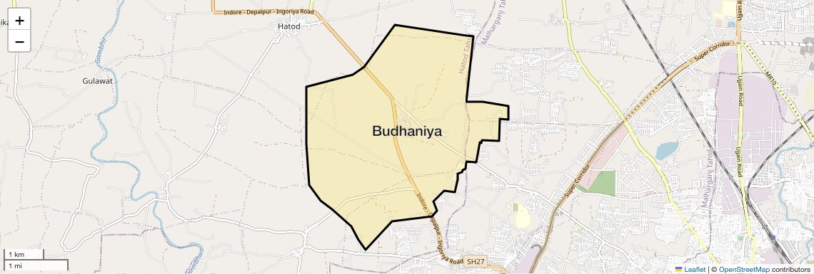 Location Map of Budhaniya, Indore