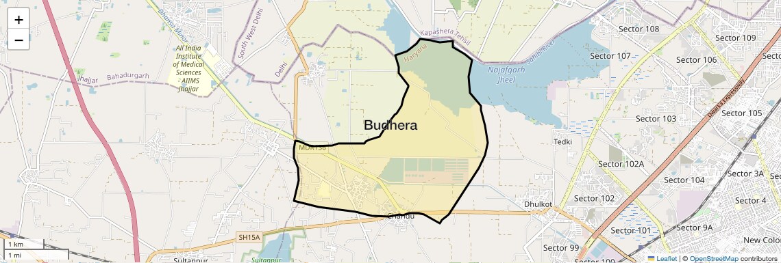 Location Map of Budhera, Gurgaon