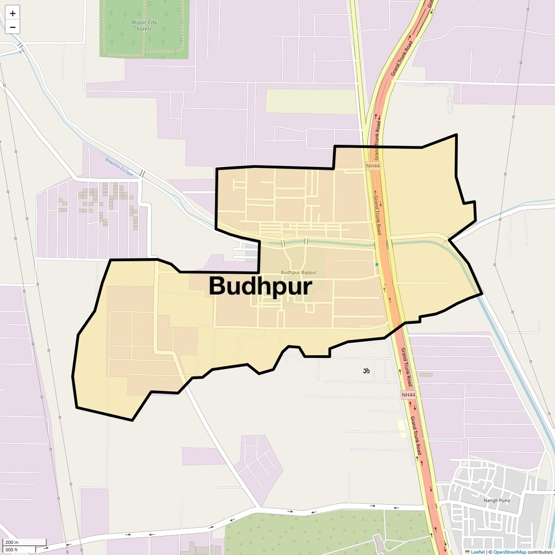 Location Map of Budhpur, Delhi