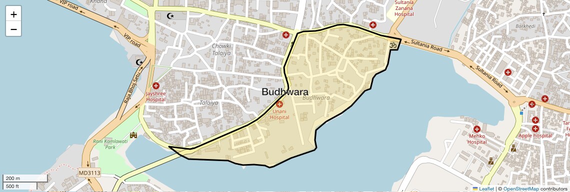 Location Map of Budhwara, Bhopal