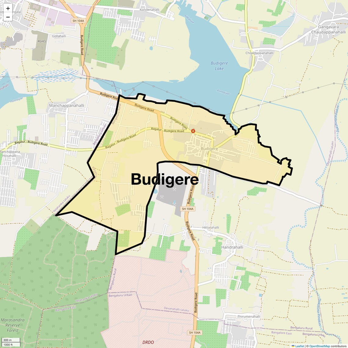 Location Map of Budigere, Bangalore
