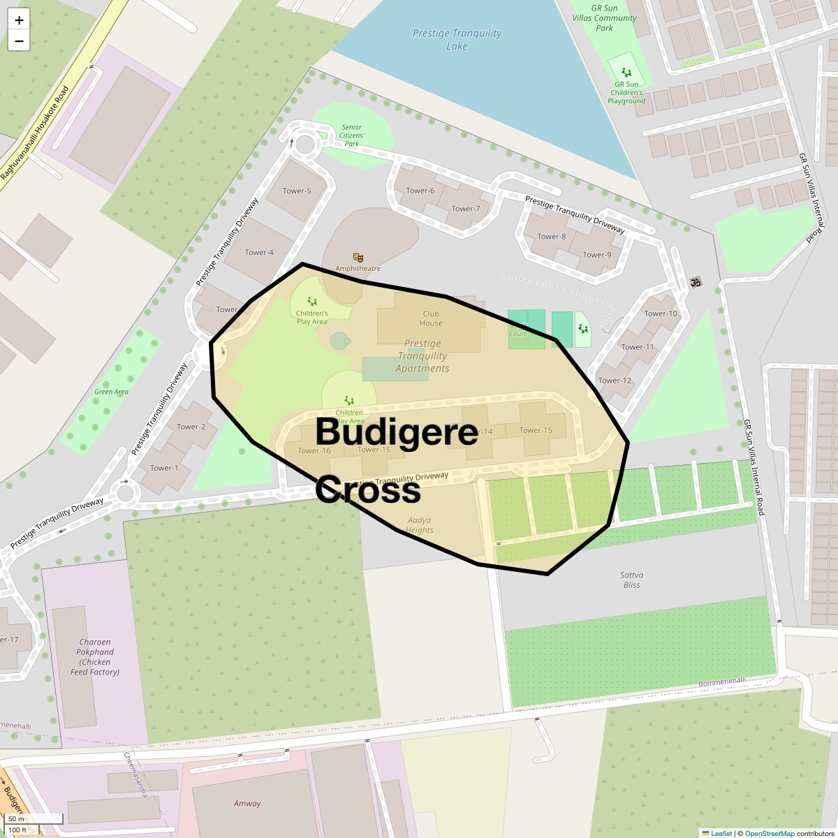 Check Time Travel of Budigere Cross, Bangalore