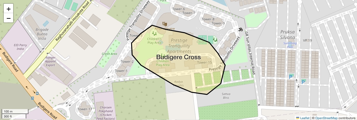 Location Map of Budigere Cross, Bangalore