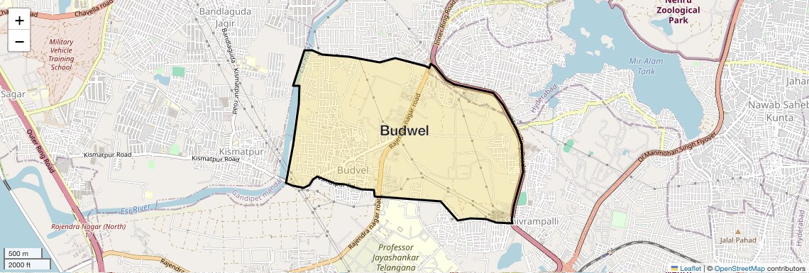 Location Map of Budwel, Hyderabad