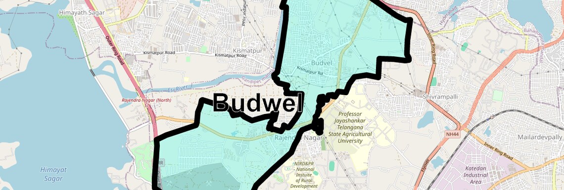 Location Map of Budwel, Hyderabad