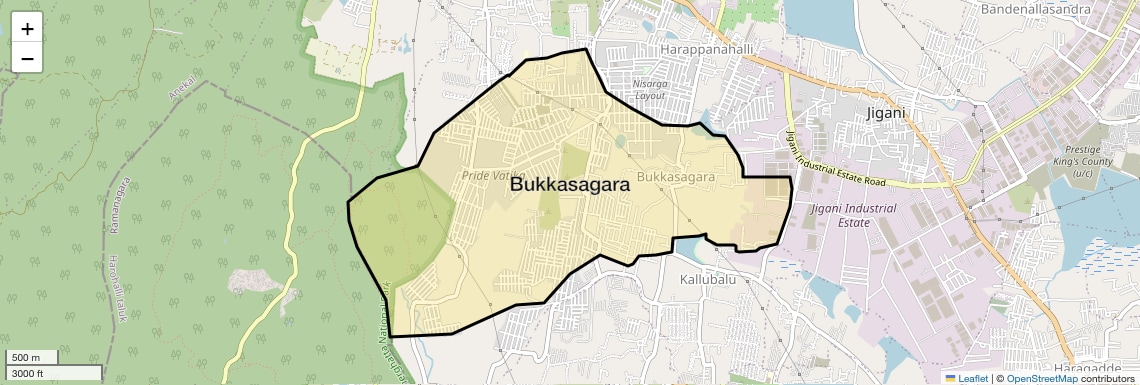 Location Map of Bukkasagara, Bangalore