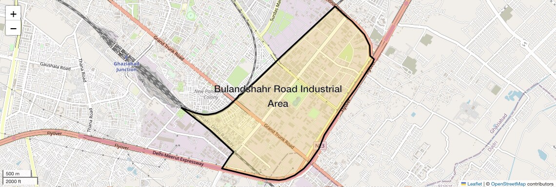 Location Map of Bulandshahr Road Industrial Area, Ghaziabad