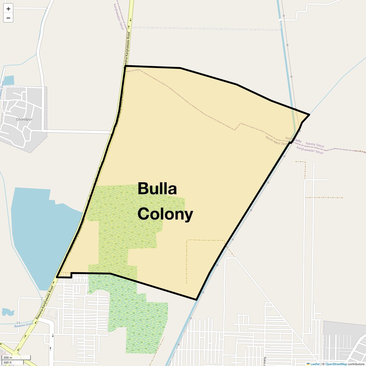 Location Map of Bulla Colony, Delhi