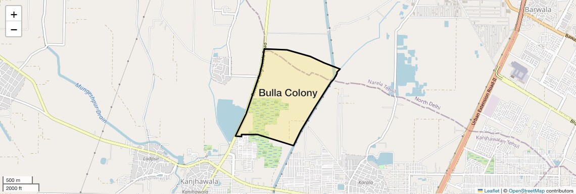 Location Map of Bulla Colony, Delhi