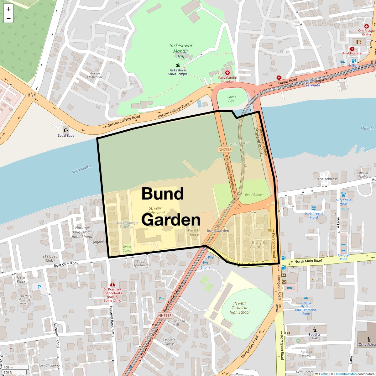 Location Map of Bund Garden, Pune