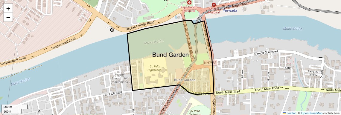 Location Map of Bund Garden, Pune
