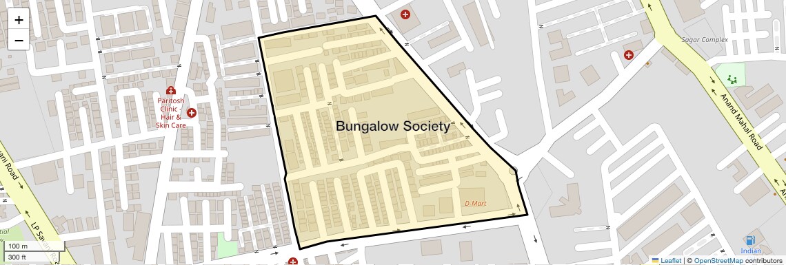 Location Map of Bungalow Society, Surat