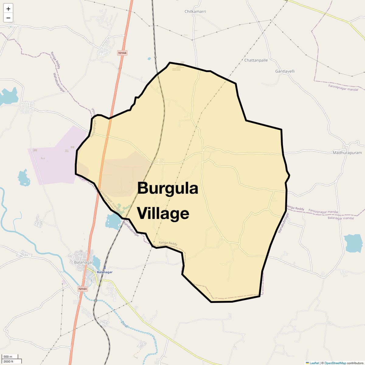 Location Map of Burgula Village, Hyderabad