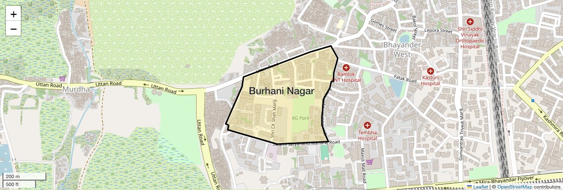 Location Map of Burhani Nagar, Thane