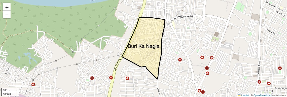 Location Map of Buri Ka Nagla, Agra