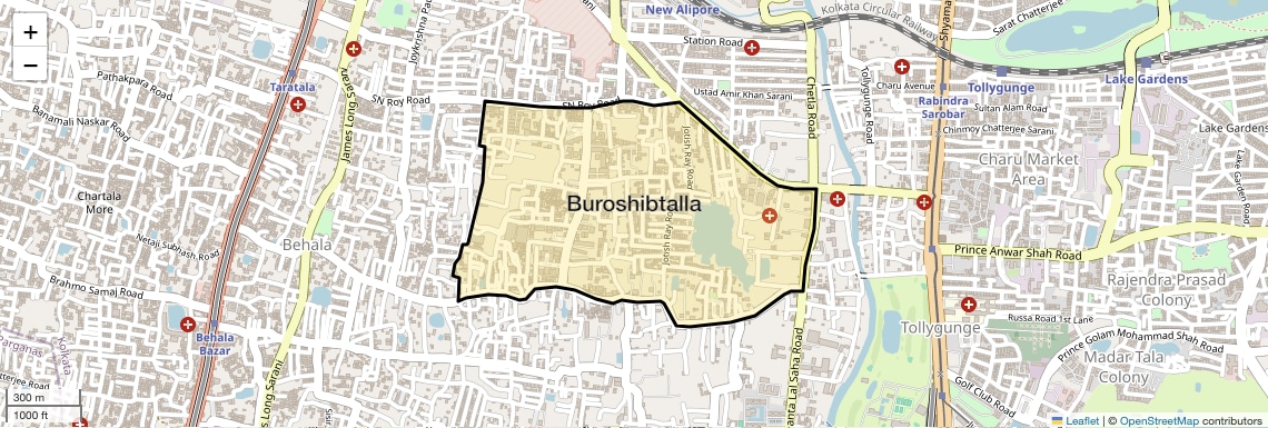 Location Map of Buroshibtalla, Kolkata