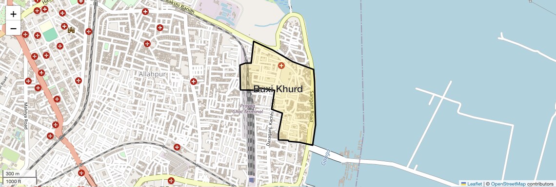 Location Map of Buxi Khurd, Allahabad