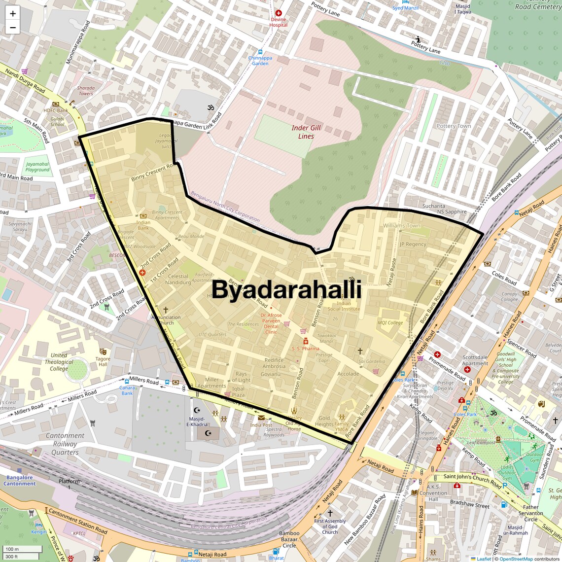 Location Map of Byadarahalli, Bangalore
