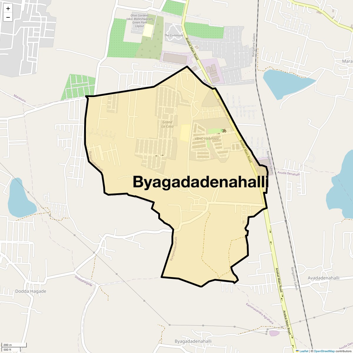 Location Map of Byagadadenahalli, Bangalore