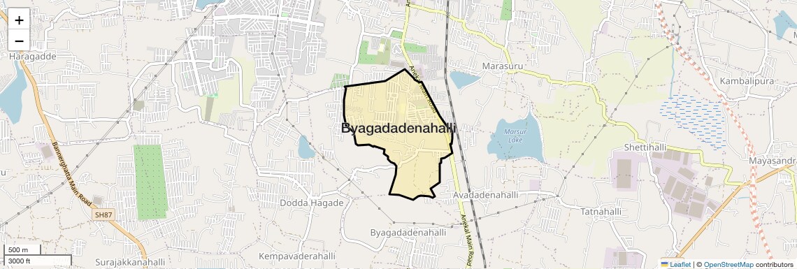 Location Map of Byagadadenahalli, Bangalore