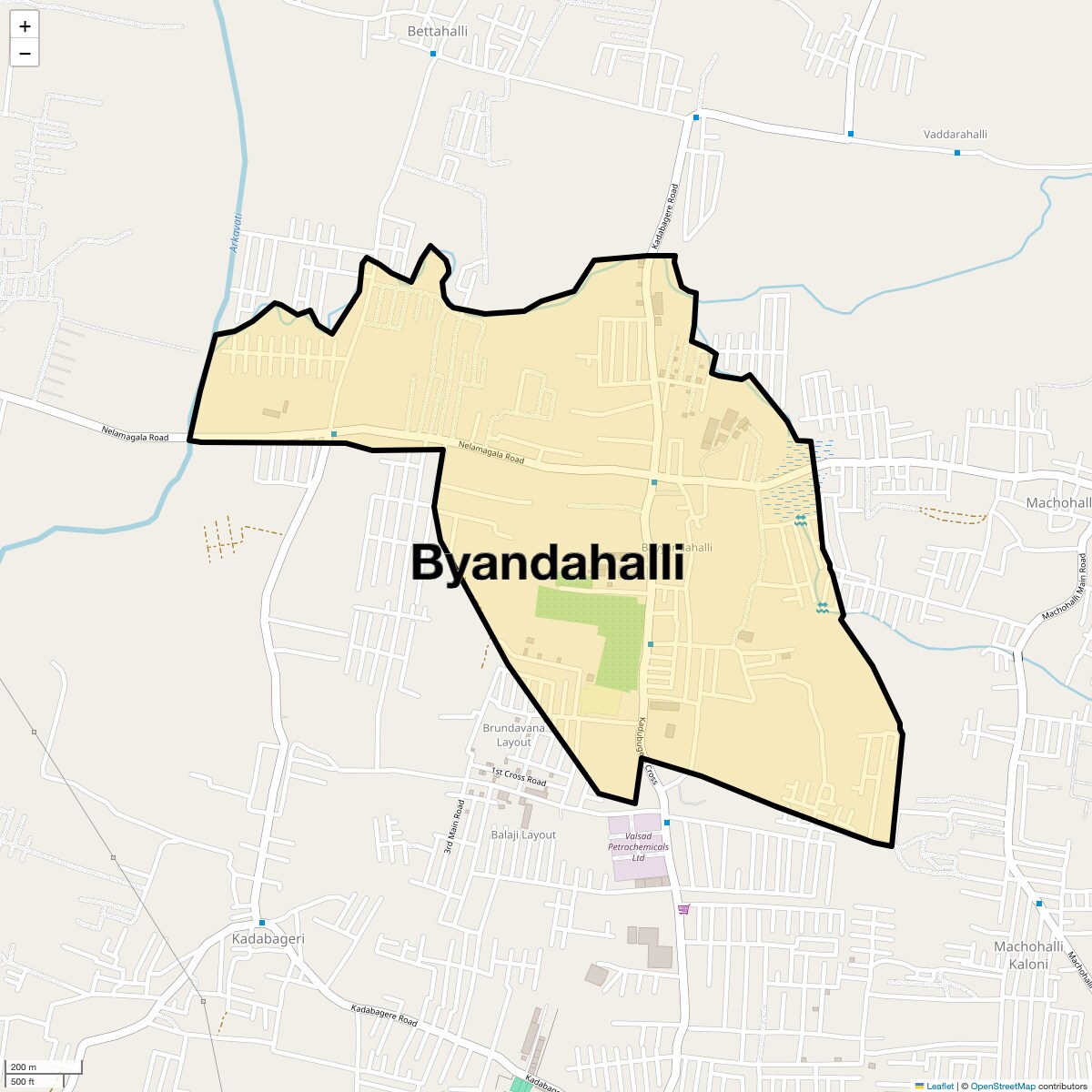 Location Map of Byandahalli, Bangalore