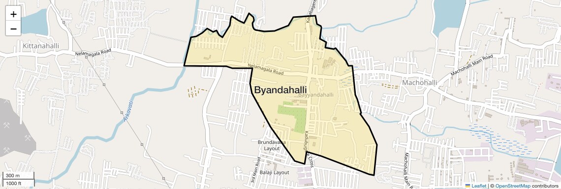 Location Map of Byandahalli, Bangalore