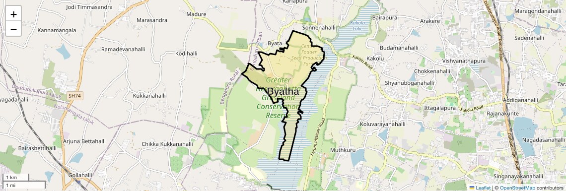 Location Map of Byatha, Bangalore