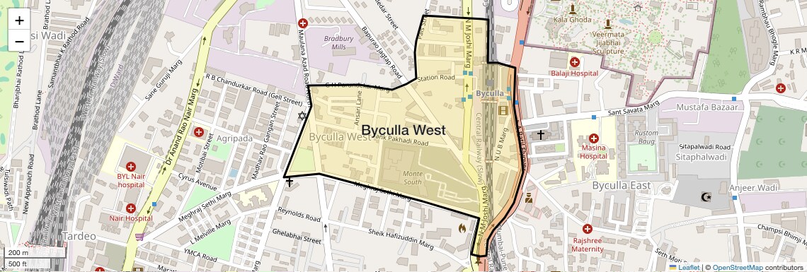 Location Map of Byculla West, Mumbai