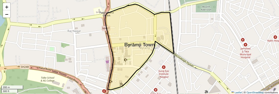 Location Map of Byramji Town, Nagpur