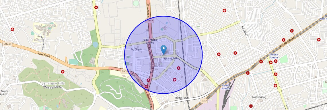 Location Map of Byramji Town, Nagpur