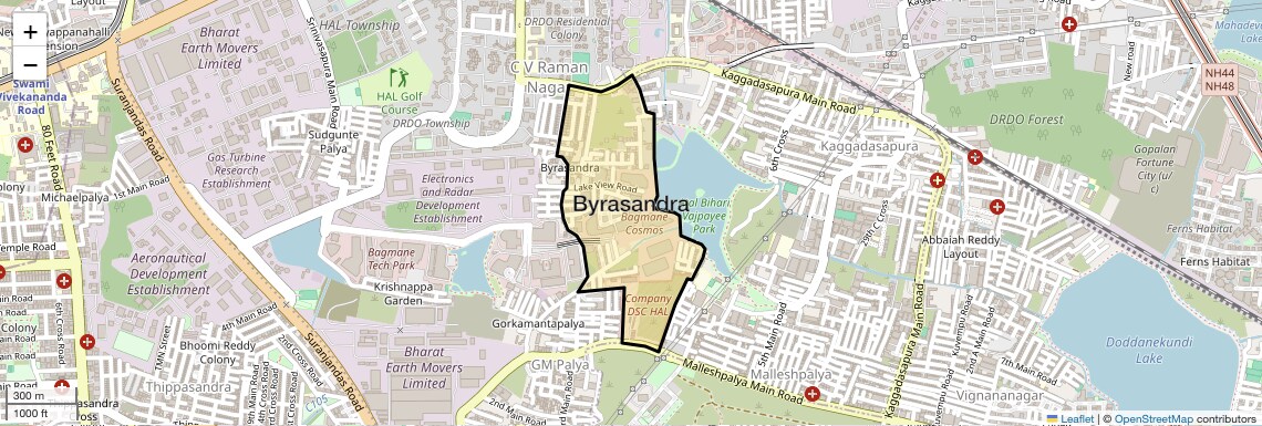 Location Map of Byrasandra, Bangalore