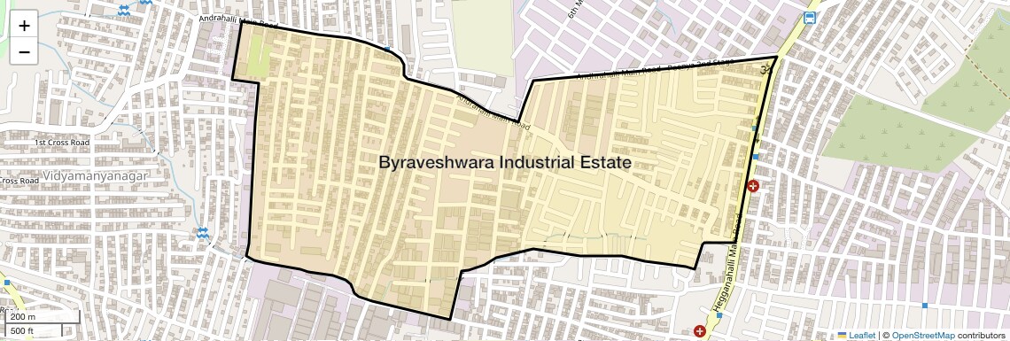 Location Map of Byraveshwara Industrial Estate, Bangalore